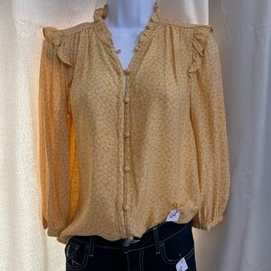 LC Lauren Conrad Mustard Floral Blouse